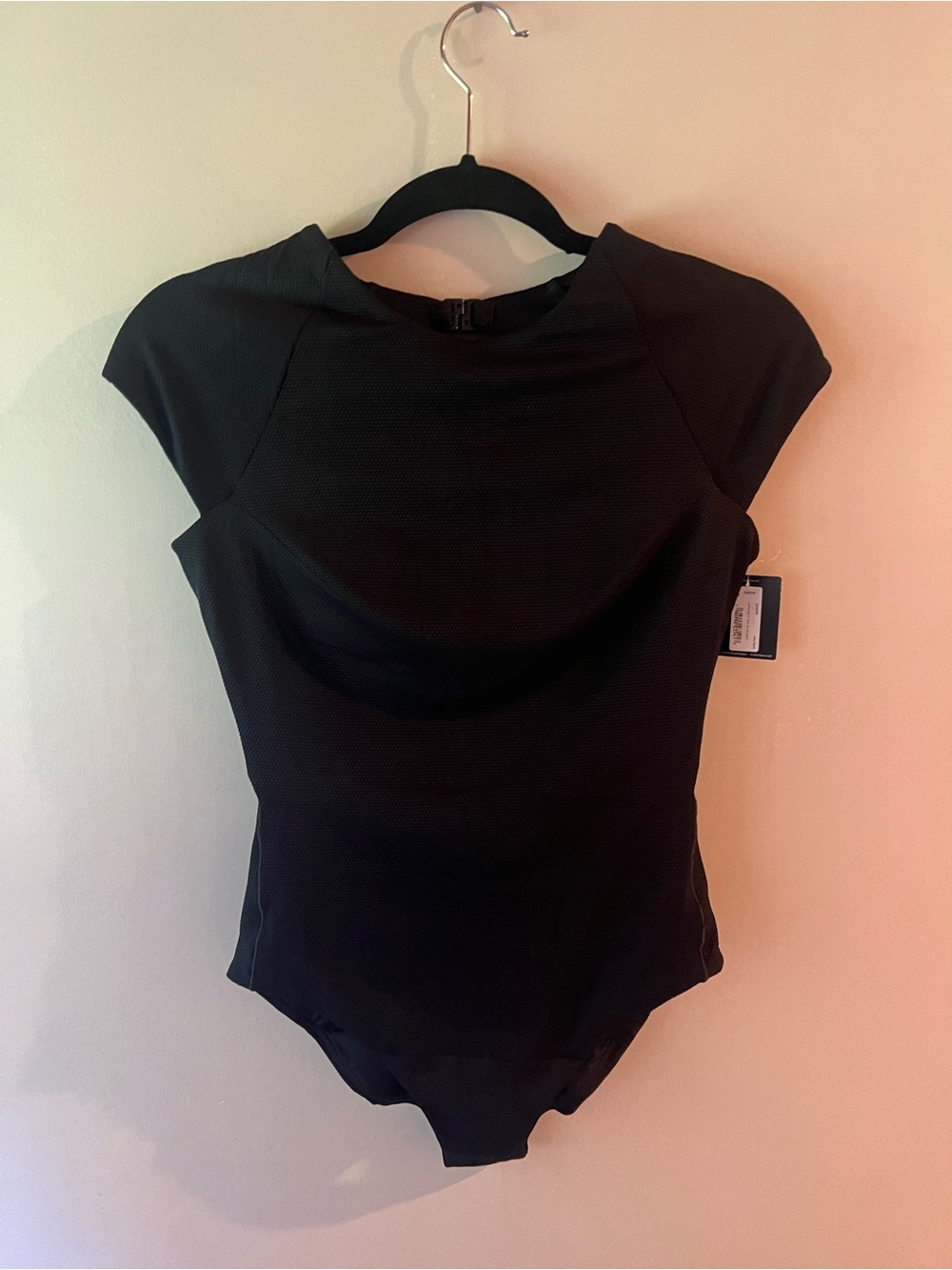 SPANX Black Cap-Sleeve One-Piece Bathing Suit